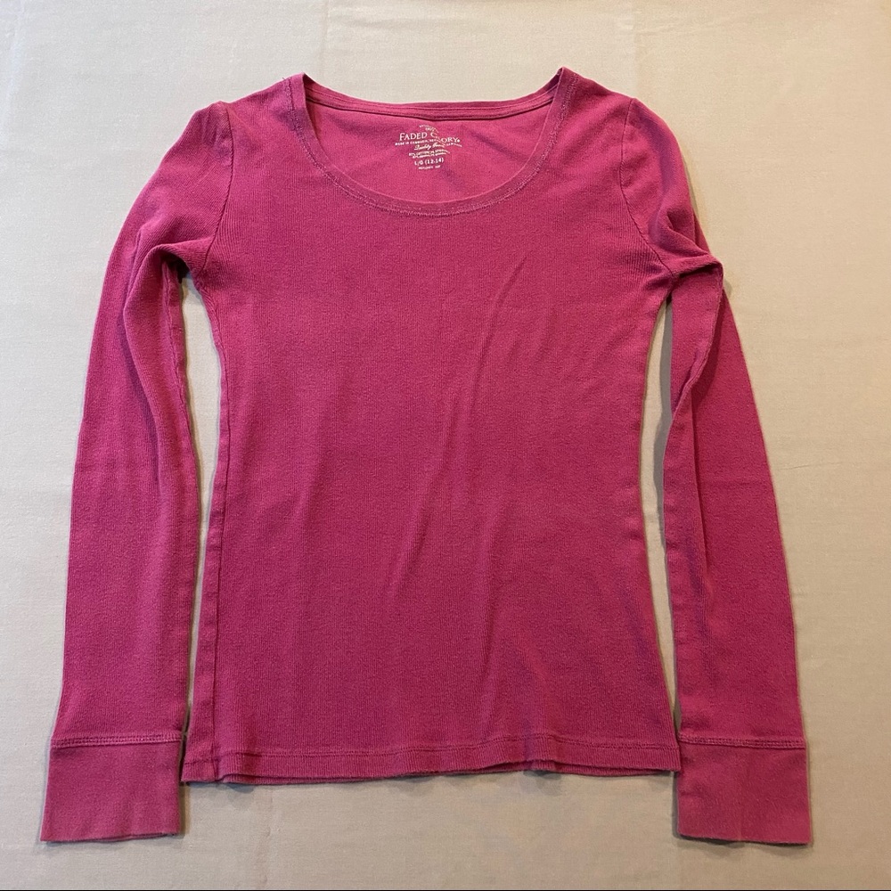 Lot of 3 Long Sleeve Ribbed Scoop Neck Cotton Tops - Picture 6 of 7